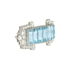 Cartier Art Deco diamond and aquamarine brooch