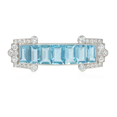 Cartier Art Deco diamond and aquamarine brooch