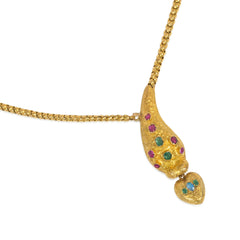 Antique gold and gemset snake necklace