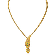 Antique gold and gemset snake necklace