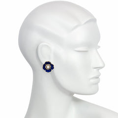 Boucheron, Paris interchangeable pearl, enamel and diamond flower earrings