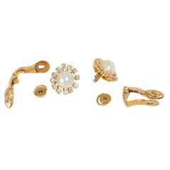 Boucheron, Paris interchangeable pearl, enamel and diamond flower earrings