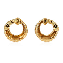 Van Cleef & Arpels, Paris, ribbed gold and diamond hoop earrings