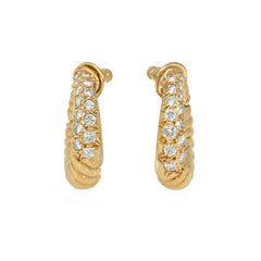 Van Cleef & Arpels, Paris, ribbed gold and diamond hoop earrings