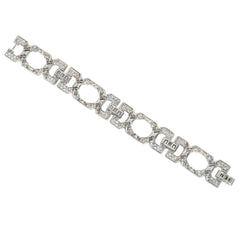 Charles Holl, France Art Deco diamond strapwork bracelet