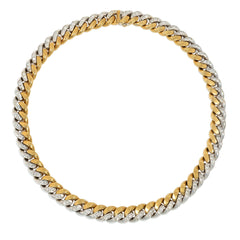Tiffany & Co. two-color gold and diamond reversible curb link necklace