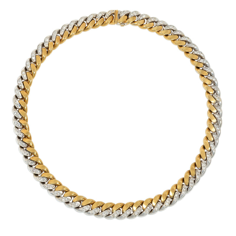 Tiffany & Co. two-color gold and diamond reversible curb link necklace