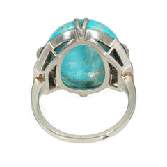 Boucheron, France Art Deco turquoise, diamond, and lapis cocktail ring