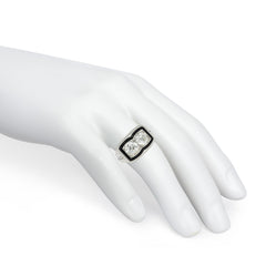 Art Deco two-stone enamel and diamond ring