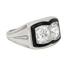 Art Deco two-stone enamel and diamond ring