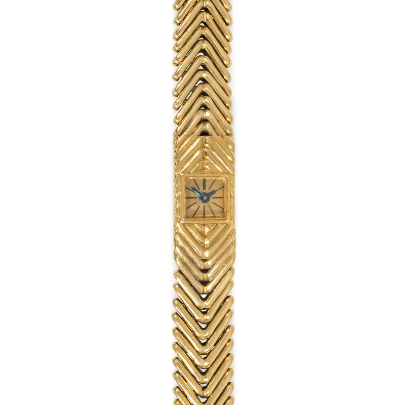 Hermes, Paris "Angel Hair" style gold wristwatch