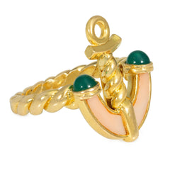 Pery et Fils, Paris gold and coral nautical anchor ring