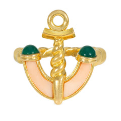 Pery et Fils, Paris gold and coral nautical anchor ring