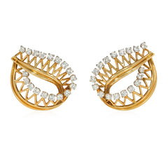 Cartier, Paris gold and diamond wirework leaf earrings