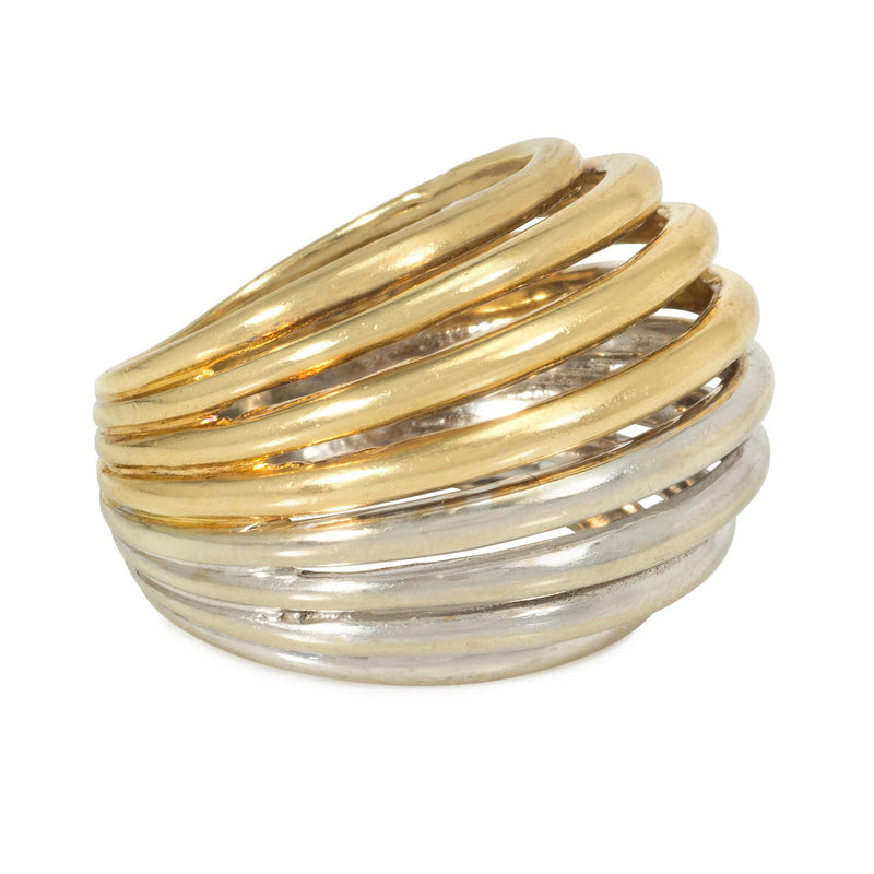 Italian two-color gold bombé wire work ring