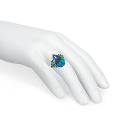 Art Deco black opal, emerald, and sapphire ring