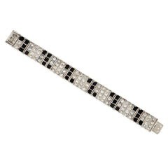 Art Deco geometric onyx and diamond bracelet