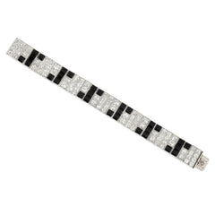 Art Deco geometric onyx and diamond bracelet