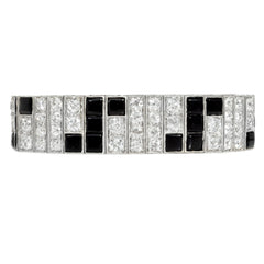 Art Deco geometric onyx and diamond bracelet