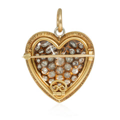Antique pavé diamond heart pendant