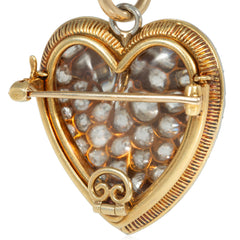 Antique pavé diamond heart pendant