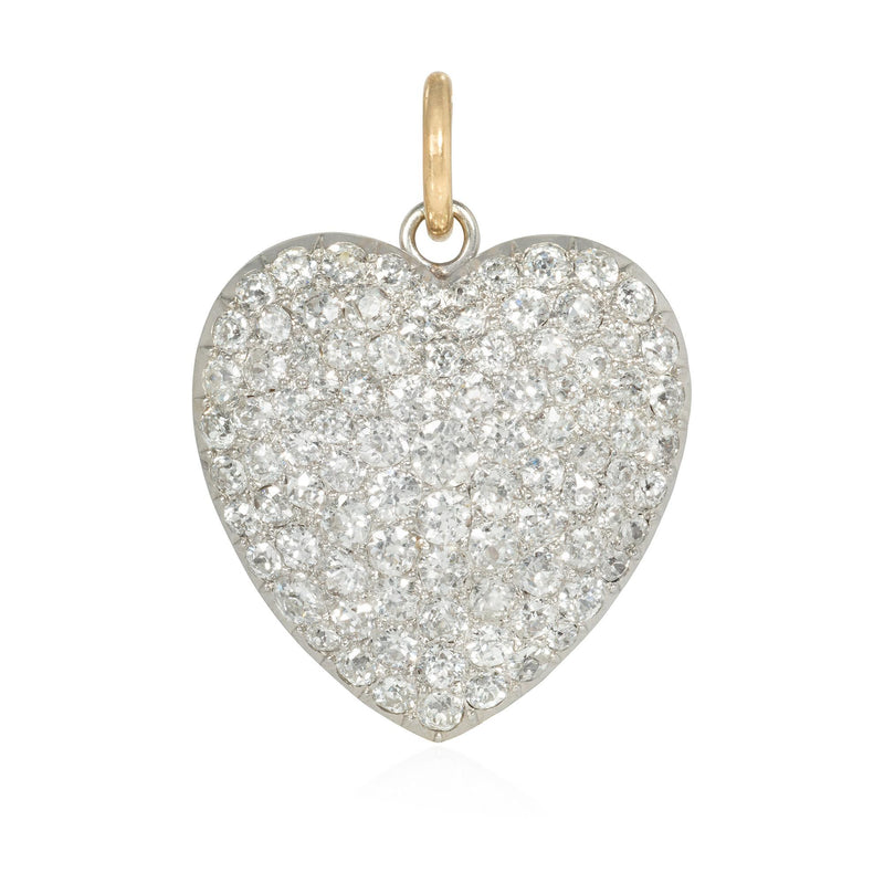 Antique pavé diamond heart pendant