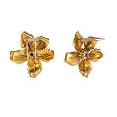 Cartier, Paris Retro gold and diamond flower earrings
