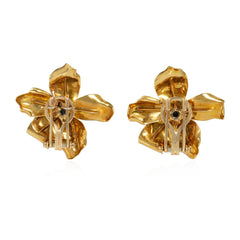 Cartier, Paris Retro gold and diamond flower earrings