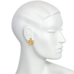 Cartier, Paris Retro gold and diamond flower earrings