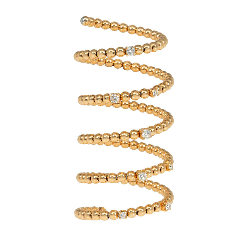 Flexible gold bead and diamond spring ring