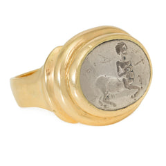 Bulgari, Italy silver and gold signet ring