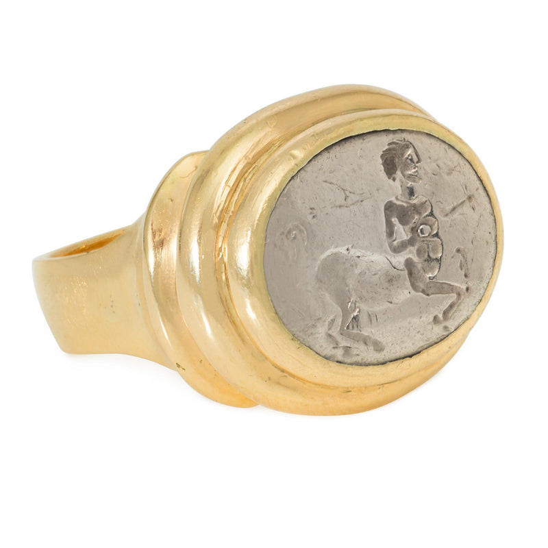 Bulgari, Italy silver and gold signet ring