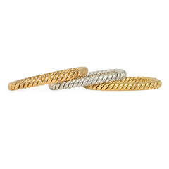 Set of three Italian gold bangle bracelets