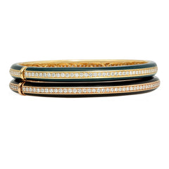 Pair of green and black ceramic bangles