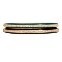 Pair of green and black ceramic bangles