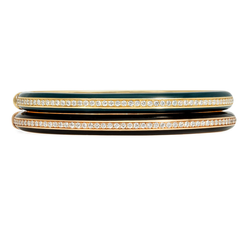 Pair of green and black ceramic bangles