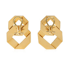Pair of gold flat link earrings