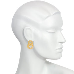 Pair of gold flat link earrings