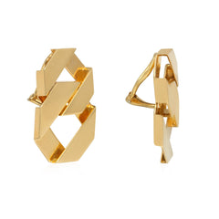 Pair of gold flat link earrings