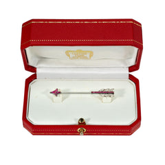 Cartier, Paris diamond and ruby arrow jabot brooch