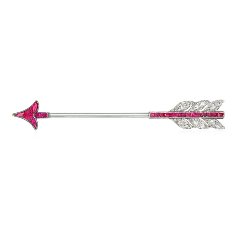 Cartier, Paris diamond and ruby arrow jabot brooch
