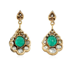 Antique emerald and diamond dormeuse earrings