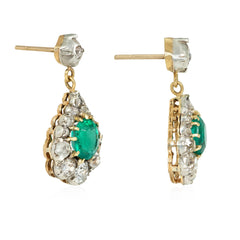 Antique emerald and diamond dormeuse earrings