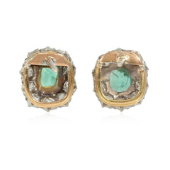 Antique emerald and diamond cluster earrings