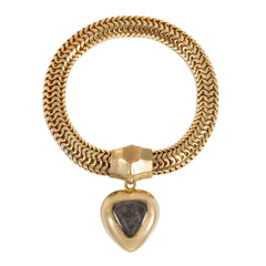 Antique snake chain bracelet with garnet heart charm