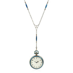 Tiffany & Co. blue enamel watch pendant necklace