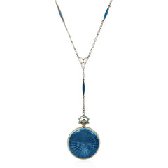 Tiffany & Co. blue enamel watch pendant necklace