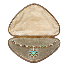 Antique English Renaissance Revival opal and enamel necklace