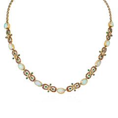 Antique English Renaissance Revival opal and enamel necklace