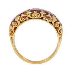 Antique garnet and diamond half-hoop ring